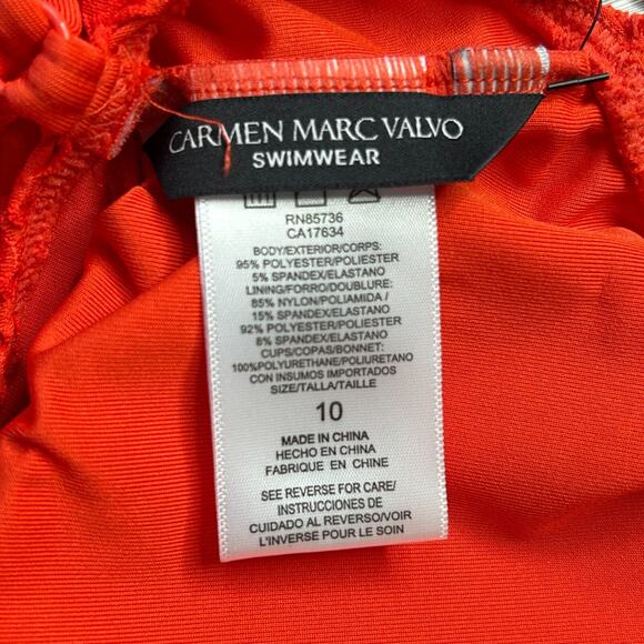 Carmen Marc Valvo Crochet One-Piece Swimsuit Persimmon C21515 Women's 10 NWT - Picture 10 of 12